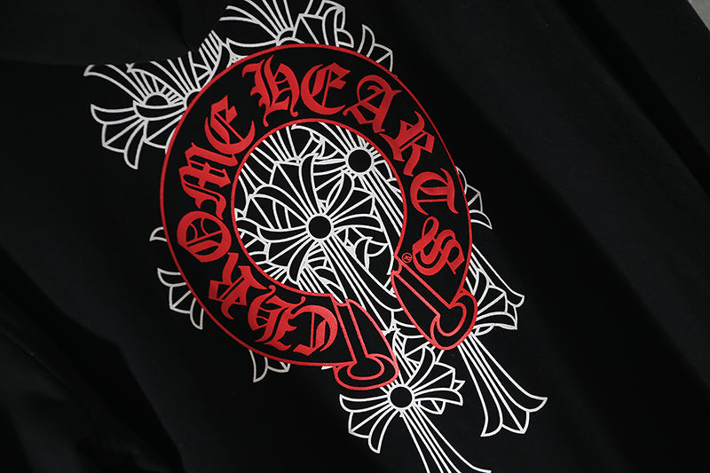 Chrome Hearts  Red Horseshoe Logo Zip Up Hoodie 5005