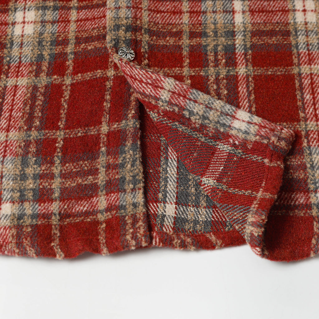 Chrome Hearts Embroidered Leather Cross Detail Flannel Shirt