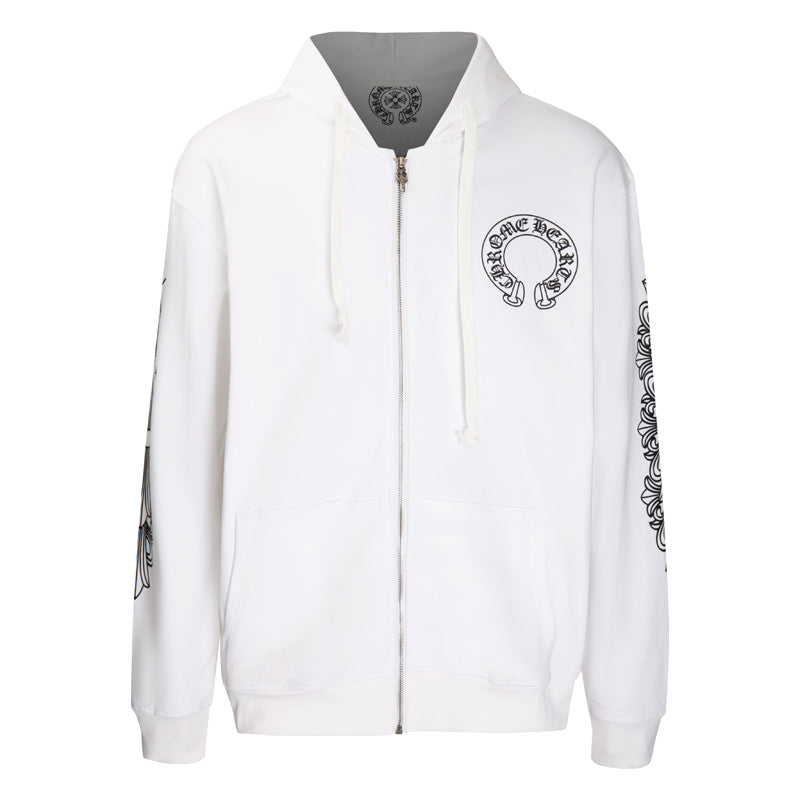 Chrome Hearts Horseshoe Floral Sleeve Zip Up Hoodie 5001