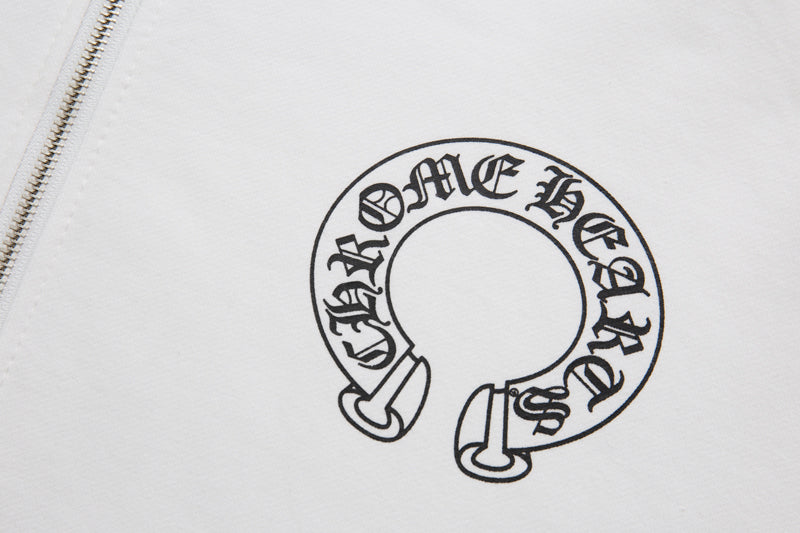 Chrome Hearts Horseshoe Floral Sleeve Zip Up Hoodie 5001