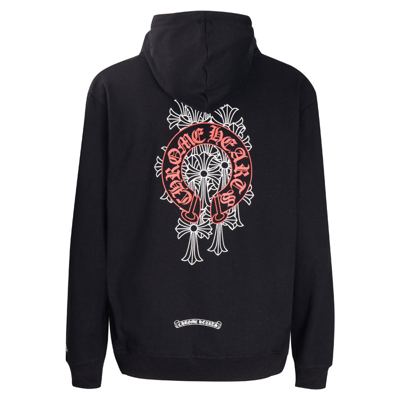 Chrome Hearts  Red Horseshoe Logo Zip Up Hoodie 5005