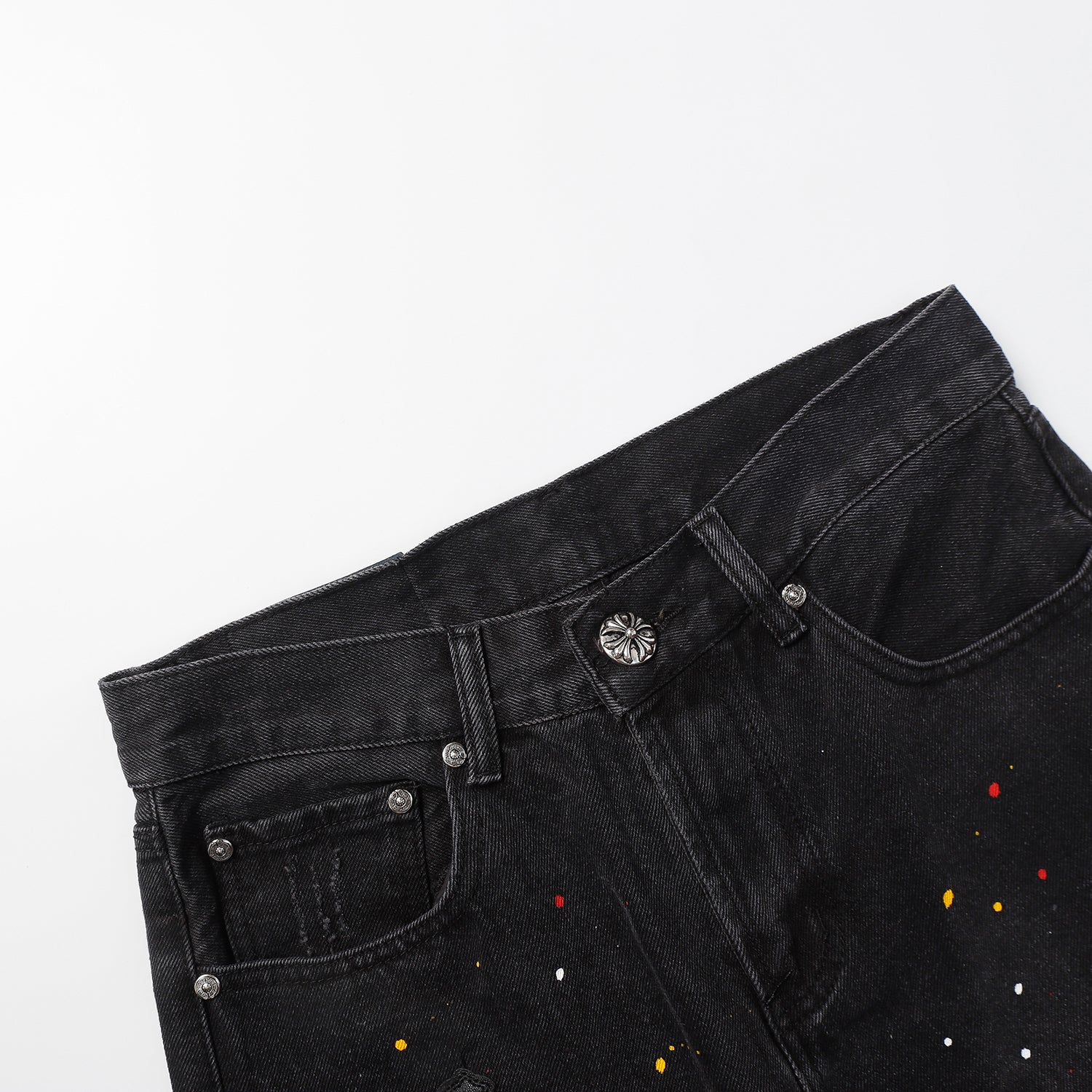 Chrome Hearts Cross Patch Embroidered & Hand-Painted Denim Shorts 9927