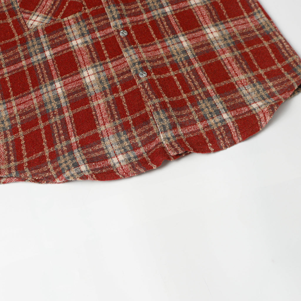 Chrome Hearts Embroidered Leather Cross Detail Flannel Shirt