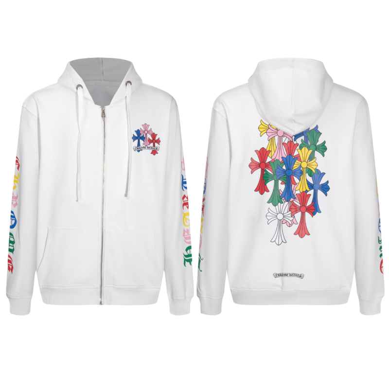 Chrome Hearts Multi Color Cross Cemetery Zip Up Hoodie 5010