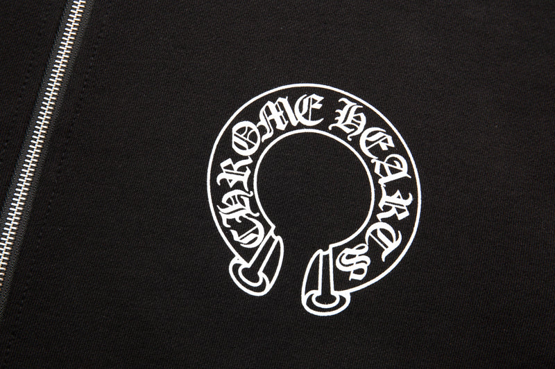 Chrome Hearts Horseshoe Floral Sleeve Zip Up Hoodie 5001