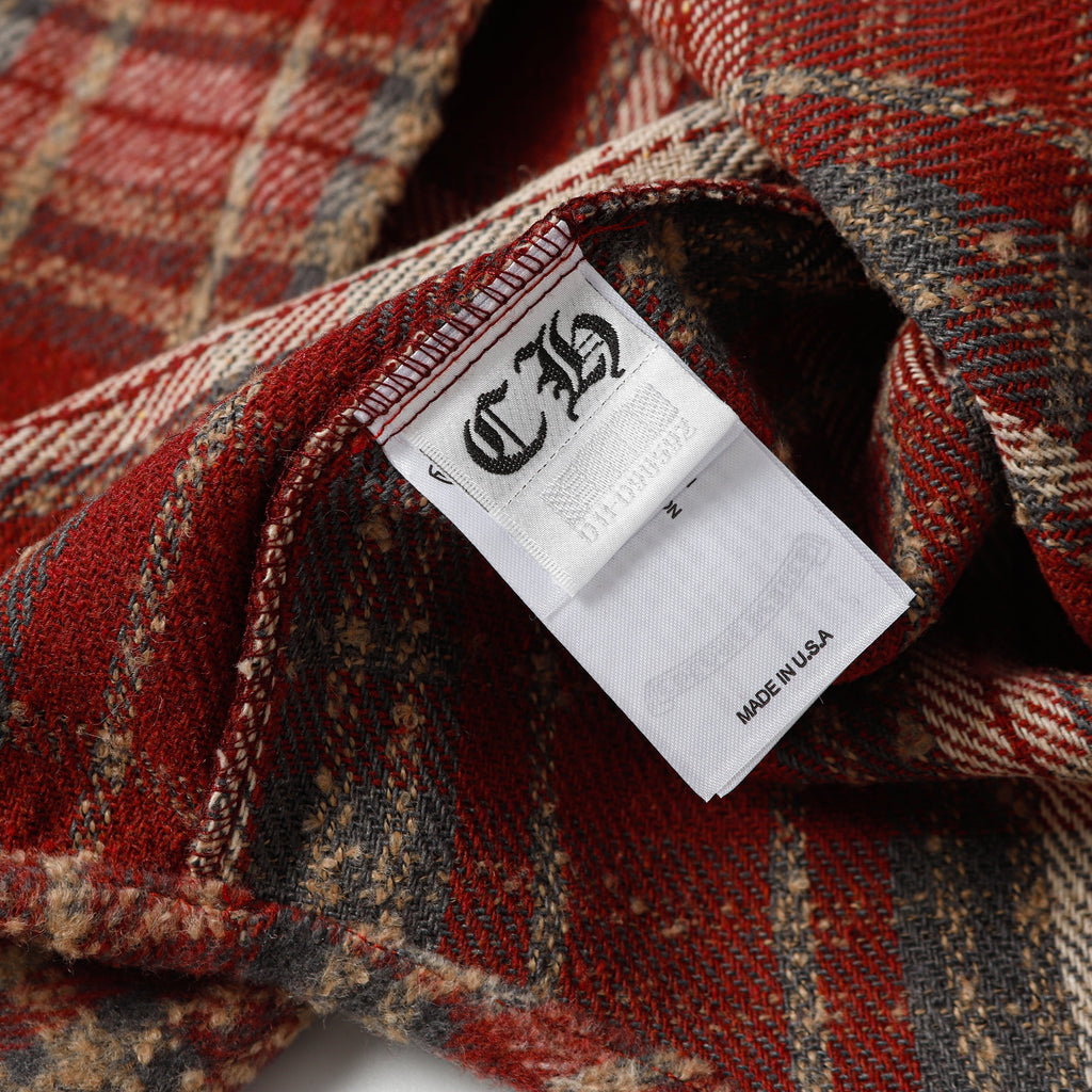 Chrome Hearts Embroidered Leather Cross Detail Flannel Shirt