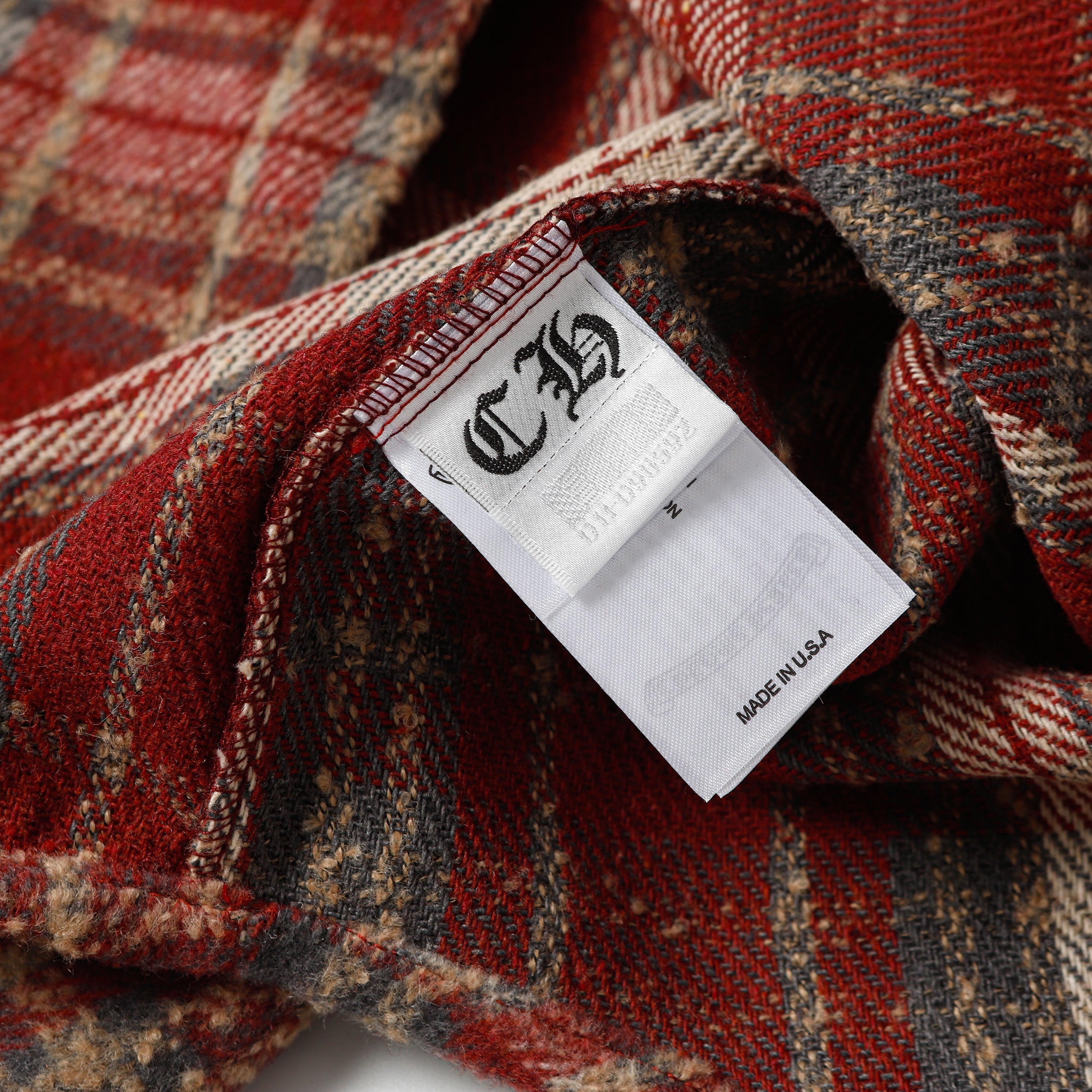 Chrome Hearts Embroidered Leather Cross Detail Flannel Shirt