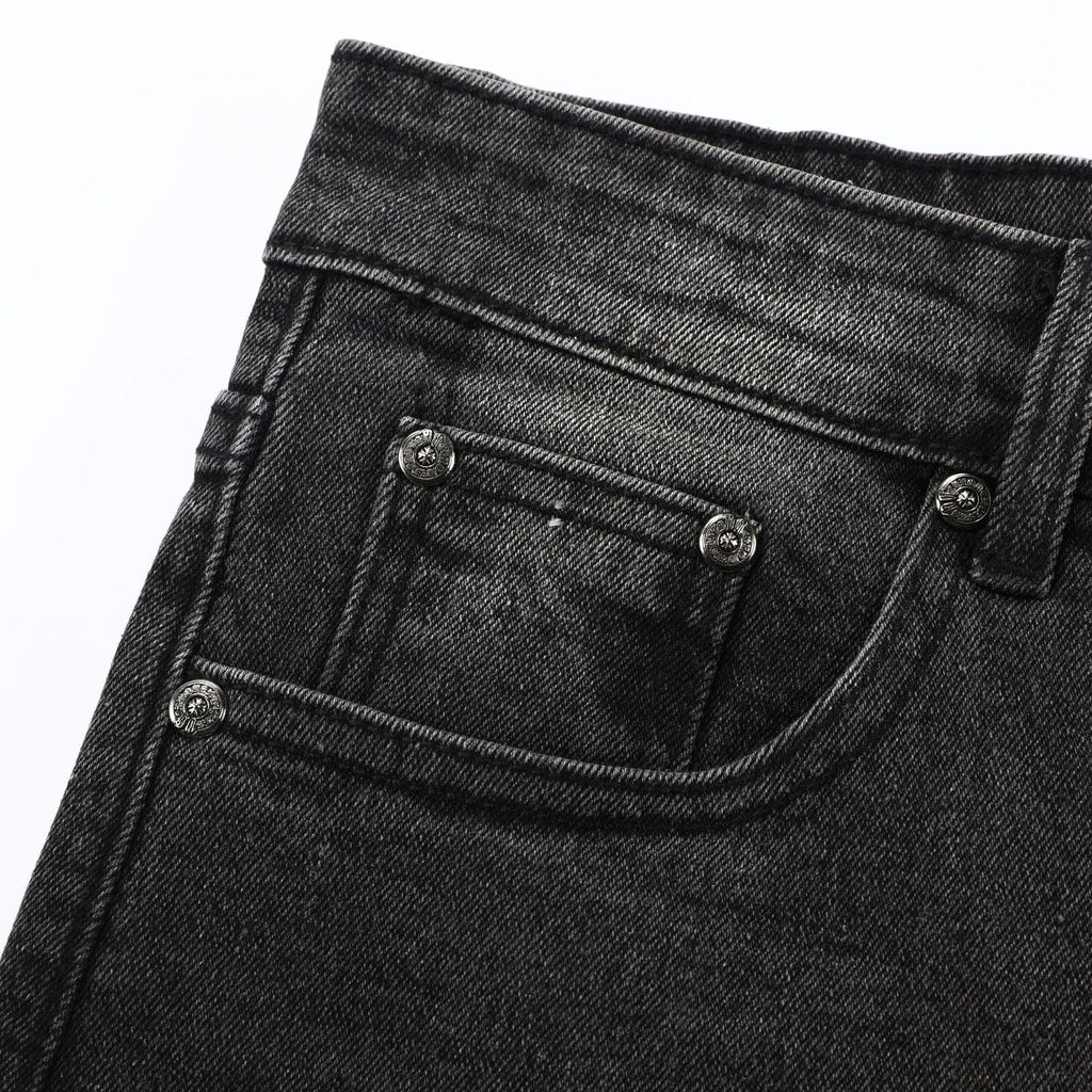 Chrome Hearts Black & Grey Silver Cross Patch Jeans