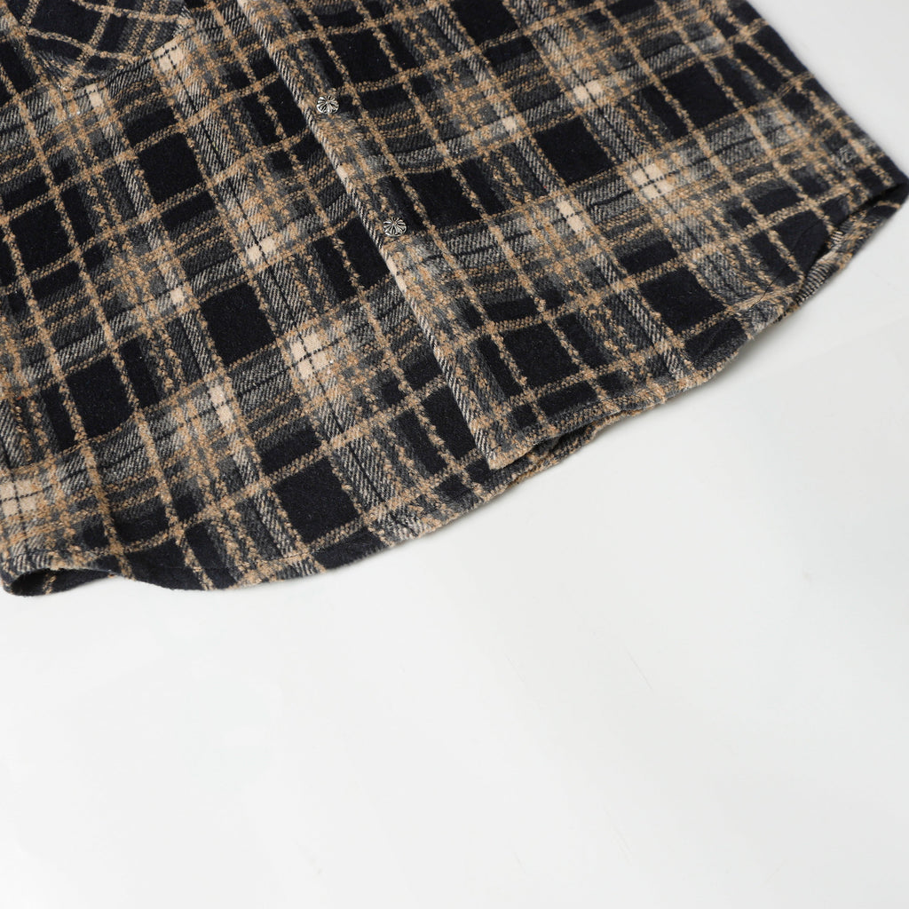 Chrome Hearts Embroidered Leather Cross Detail Flannel Shirt