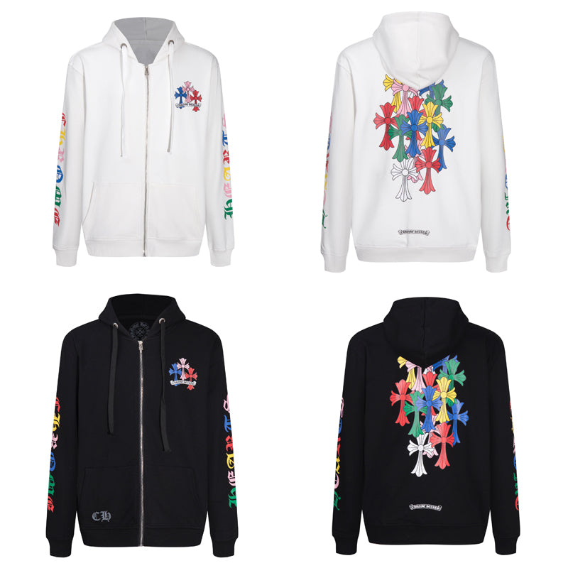 Chrome Hearts Multi Color Cross Cemetery Zip Up Hoodie 5010