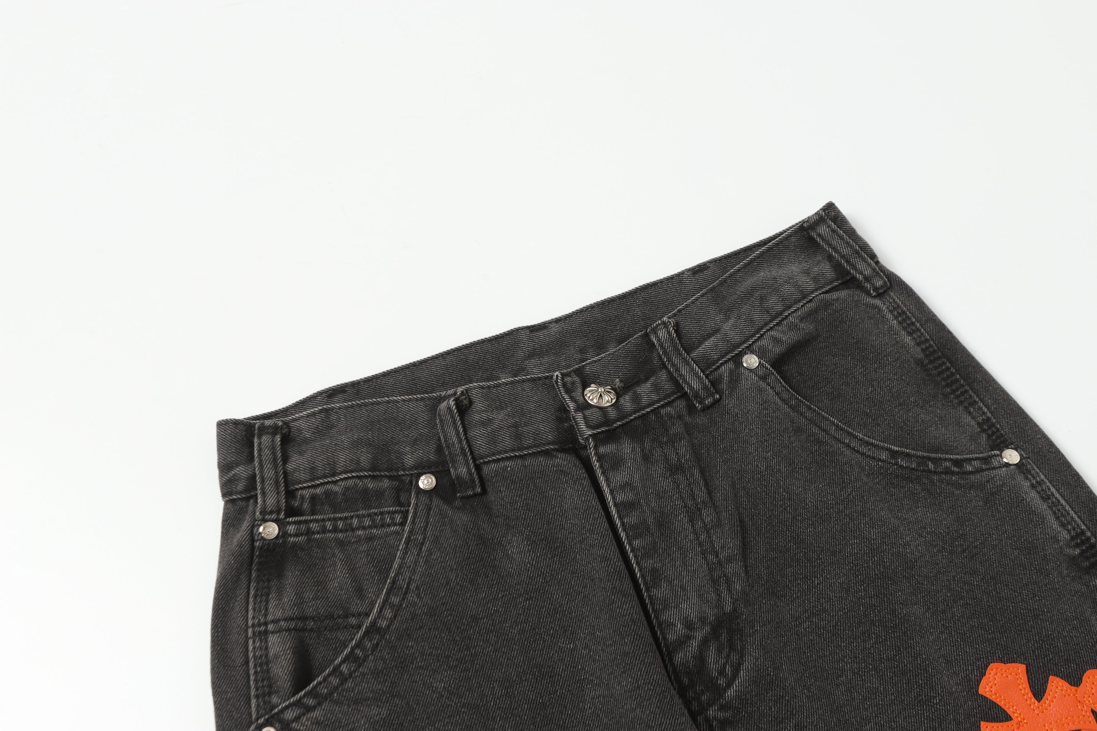 Chrome Hearts Vintage Cross Patchwork Washed Carpenter Denim Shorts 9903