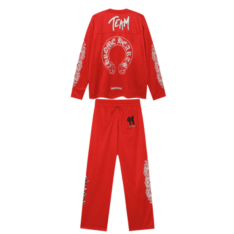 Chrome Hearts Mattyboy graffiti red mesh track pants 9997