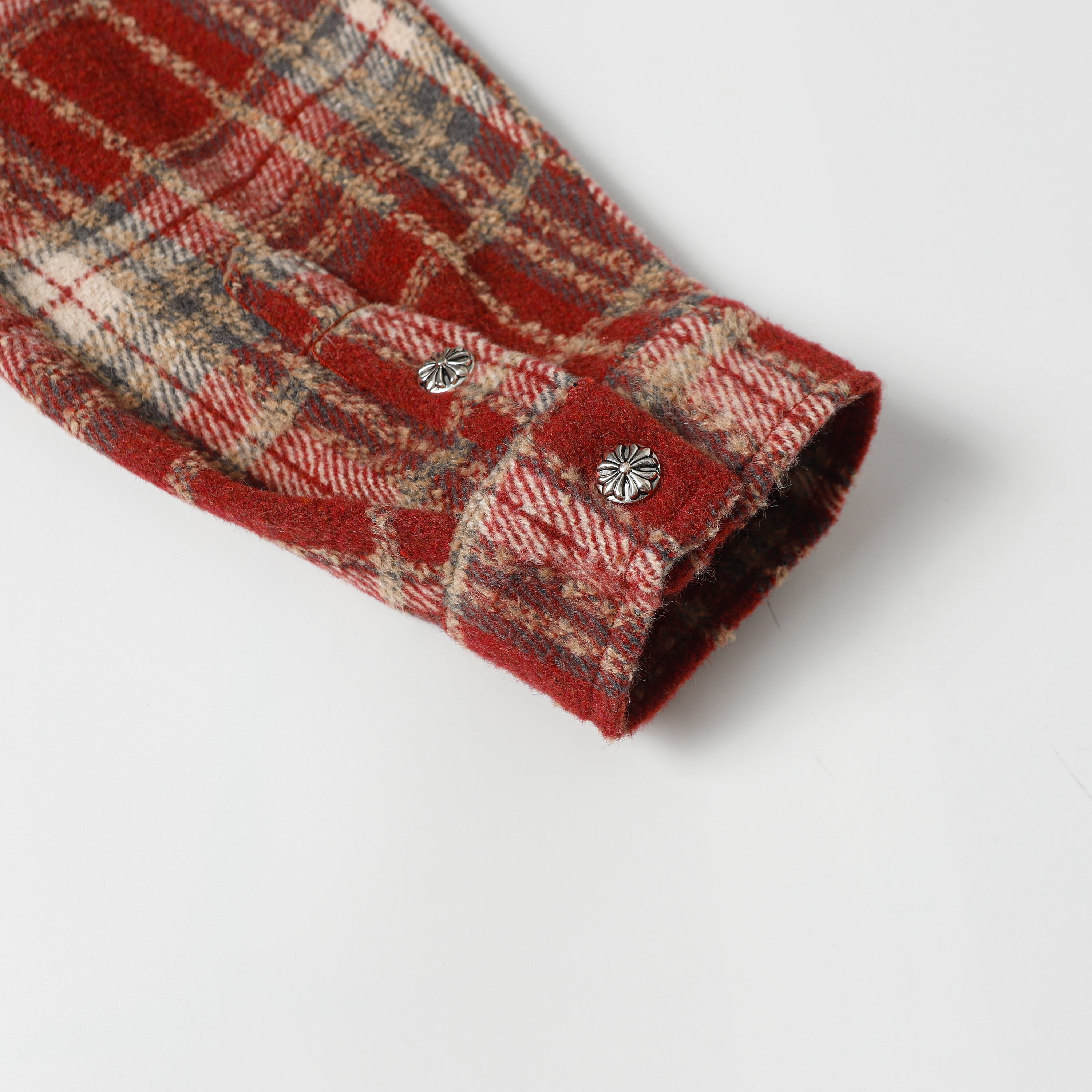 Chrome Hearts Embroidered Leather Cross Detail Flannel Shirt