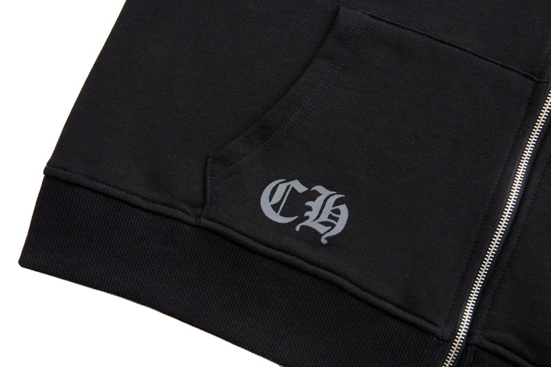 Chrome Hearts Horseshoe Floral Sleeve Zip Up Hoodie 5001