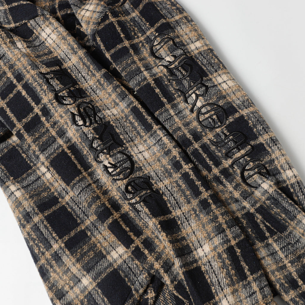 Chrome Hearts Embroidered Leather Cross Detail Flannel Shirt