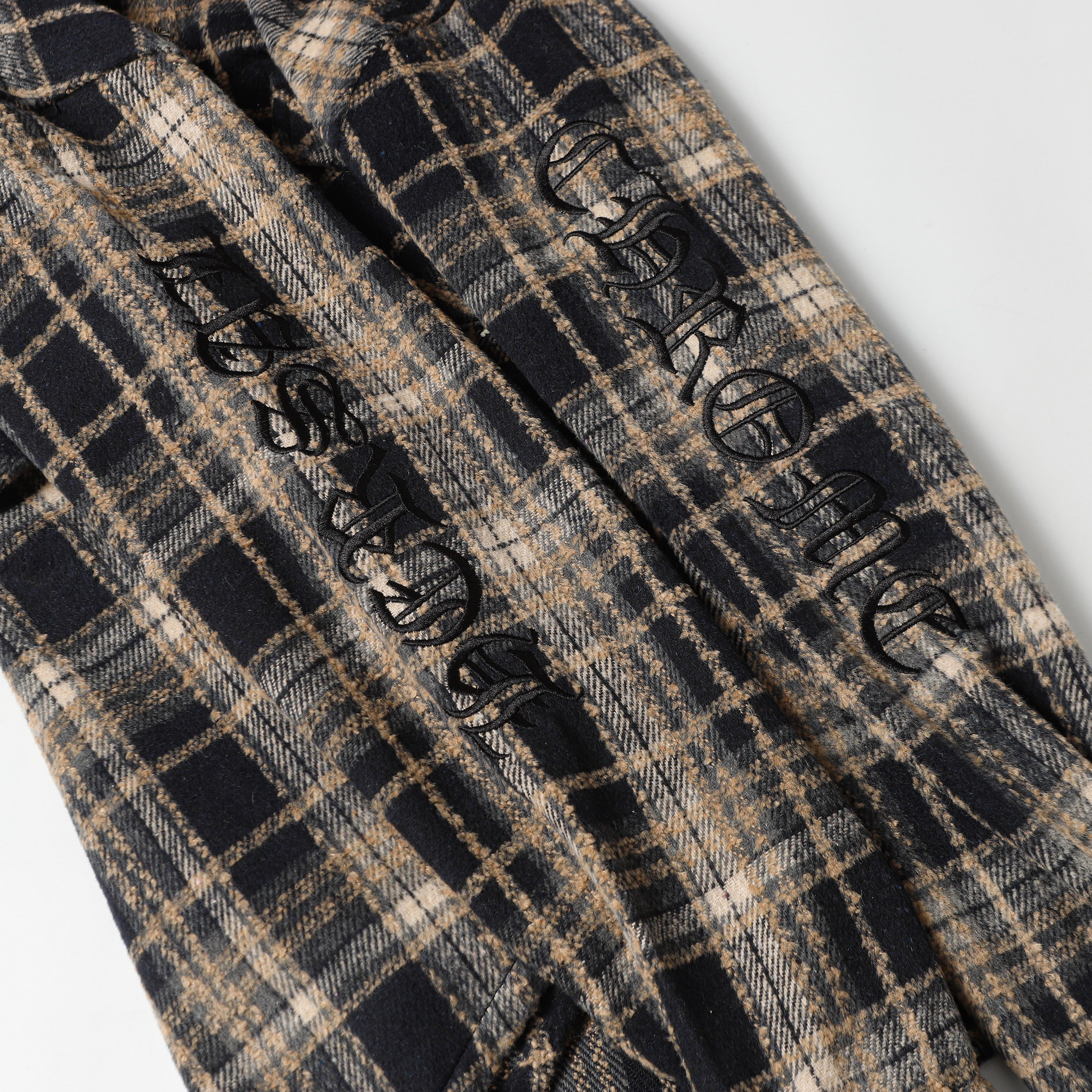 Chrome Hearts Embroidered Leather Cross Detail Flannel Shirt