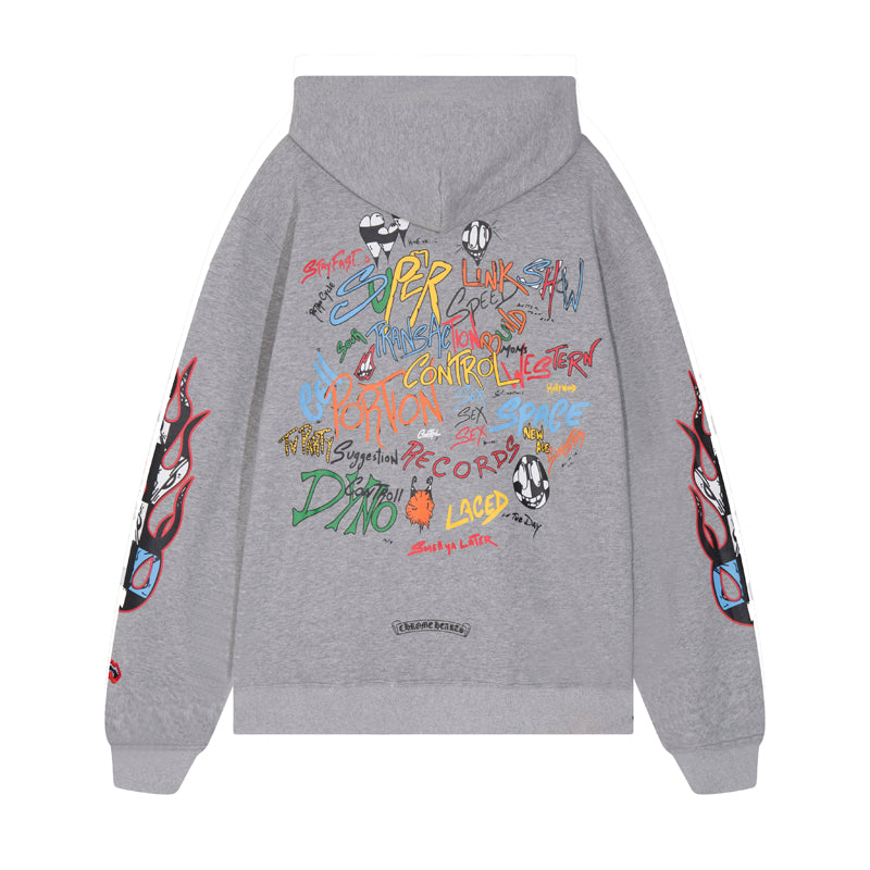 Chrome Hearts Matty Boy Flame Floral Sleeves Hoodie 7013