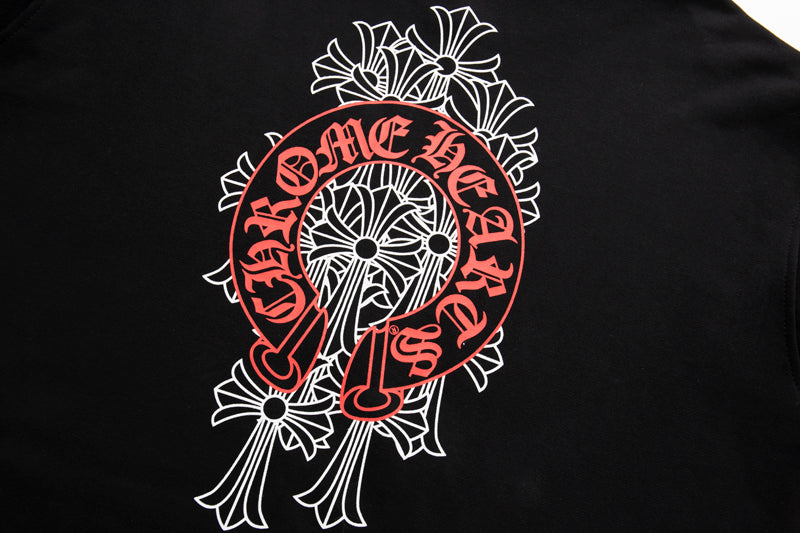 Chrome Hearts  Red Horseshoe Logo Zip Up Hoodie 5005