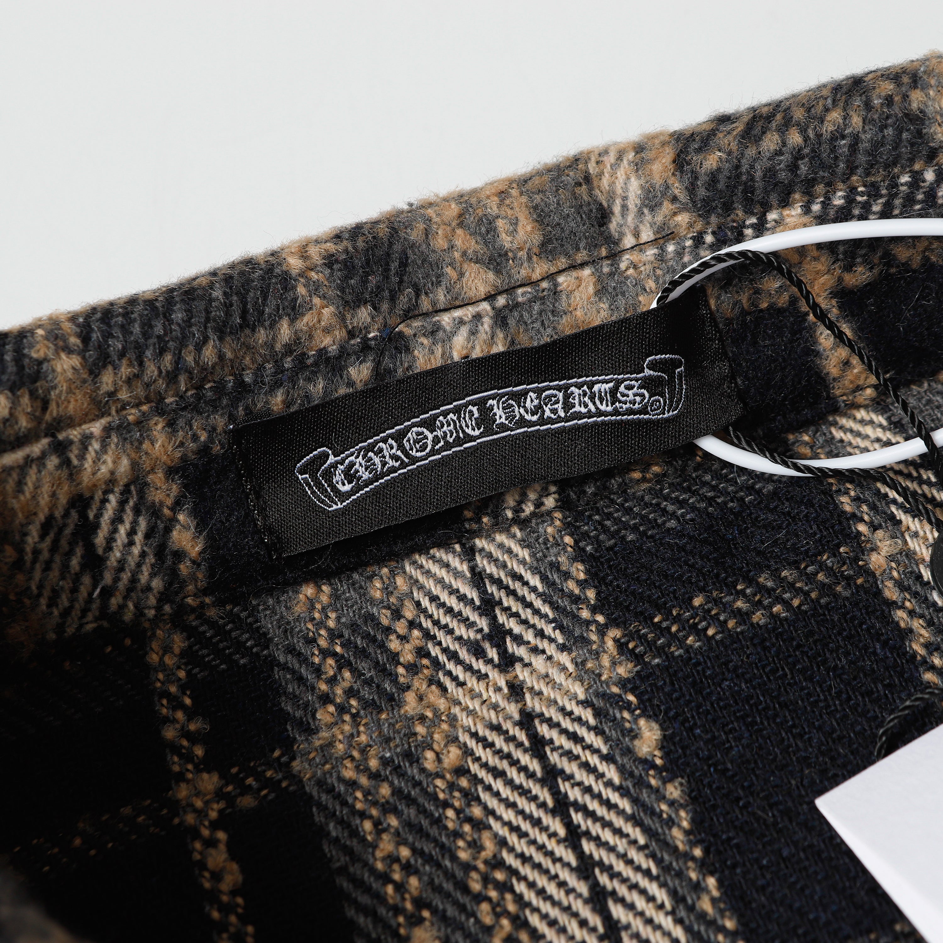 Chrome Hearts Embroidered Leather Cross Detail Flannel Shirt