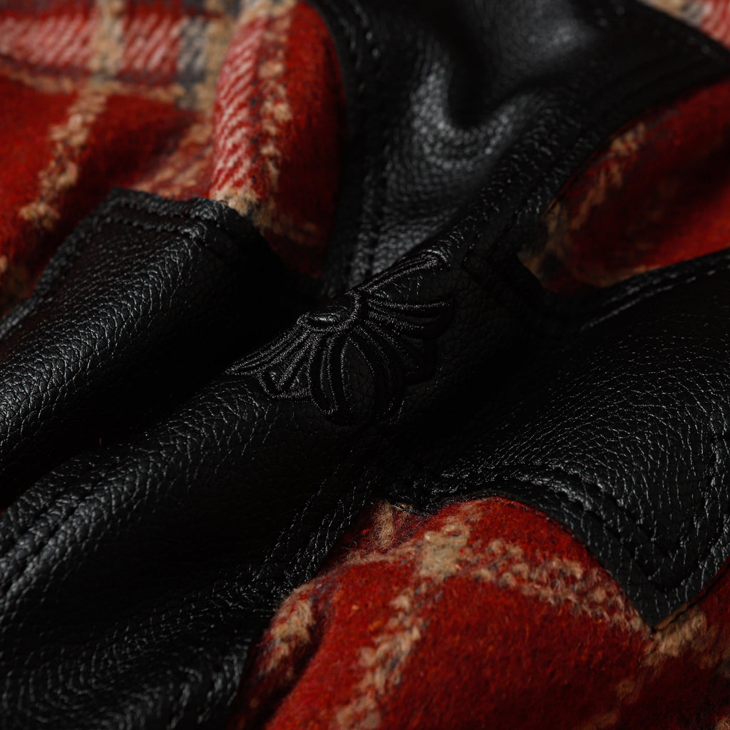 Chrome Hearts Embroidered Leather Cross Detail Flannel Shirt