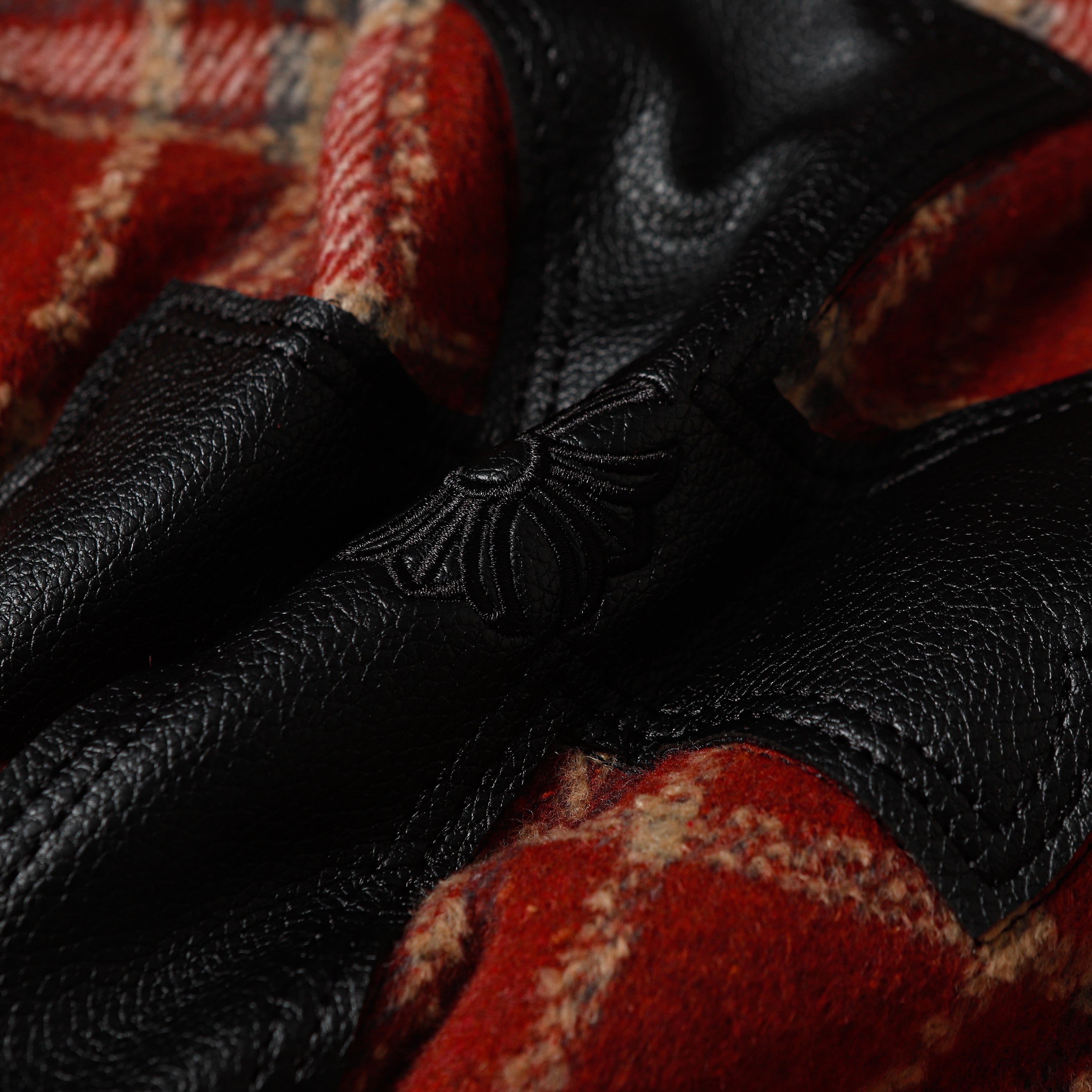 Chrome Hearts Embroidered Leather Cross Detail Flannel Shirt