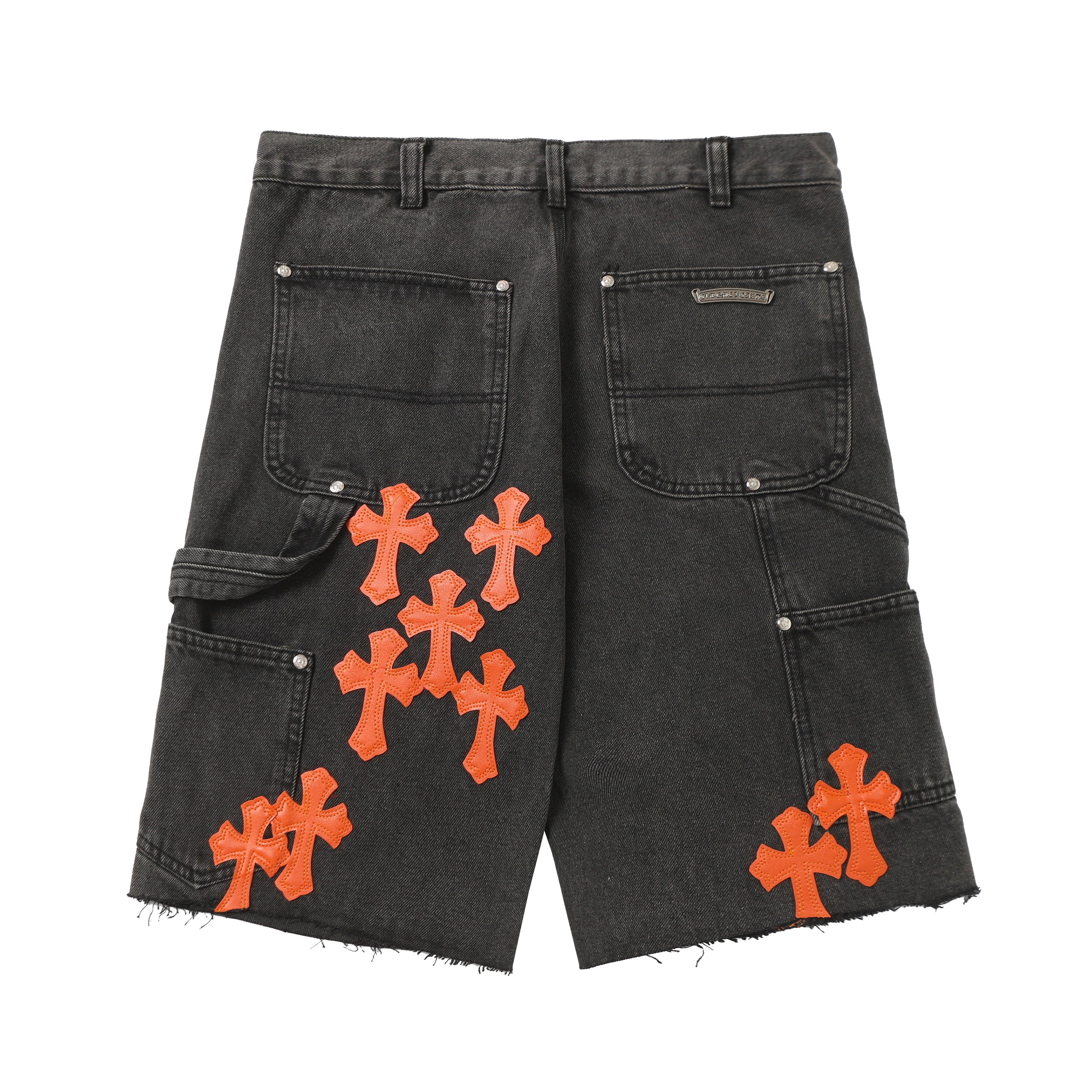 Chrome Hearts Vintage Cross Patchwork Washed Carpenter Denim Shorts 9903